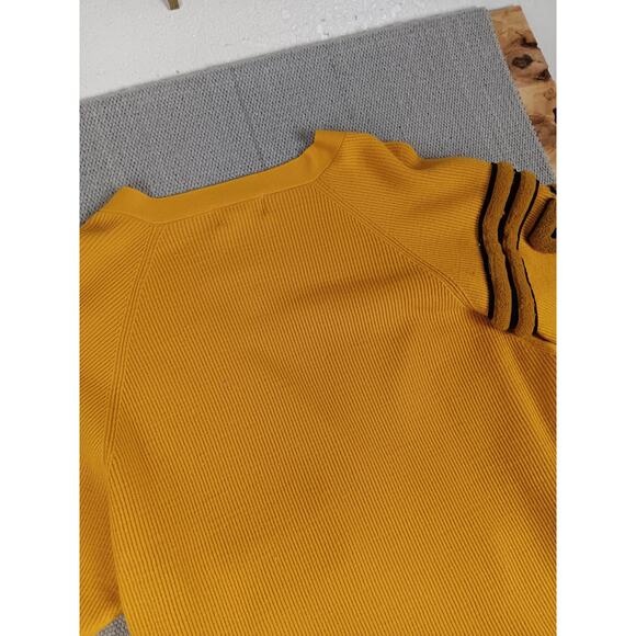 Vtg Cheerleader Cardigan Womens Large Yellow 70s High School Preppy Retro Boho - Picture 9 of 14